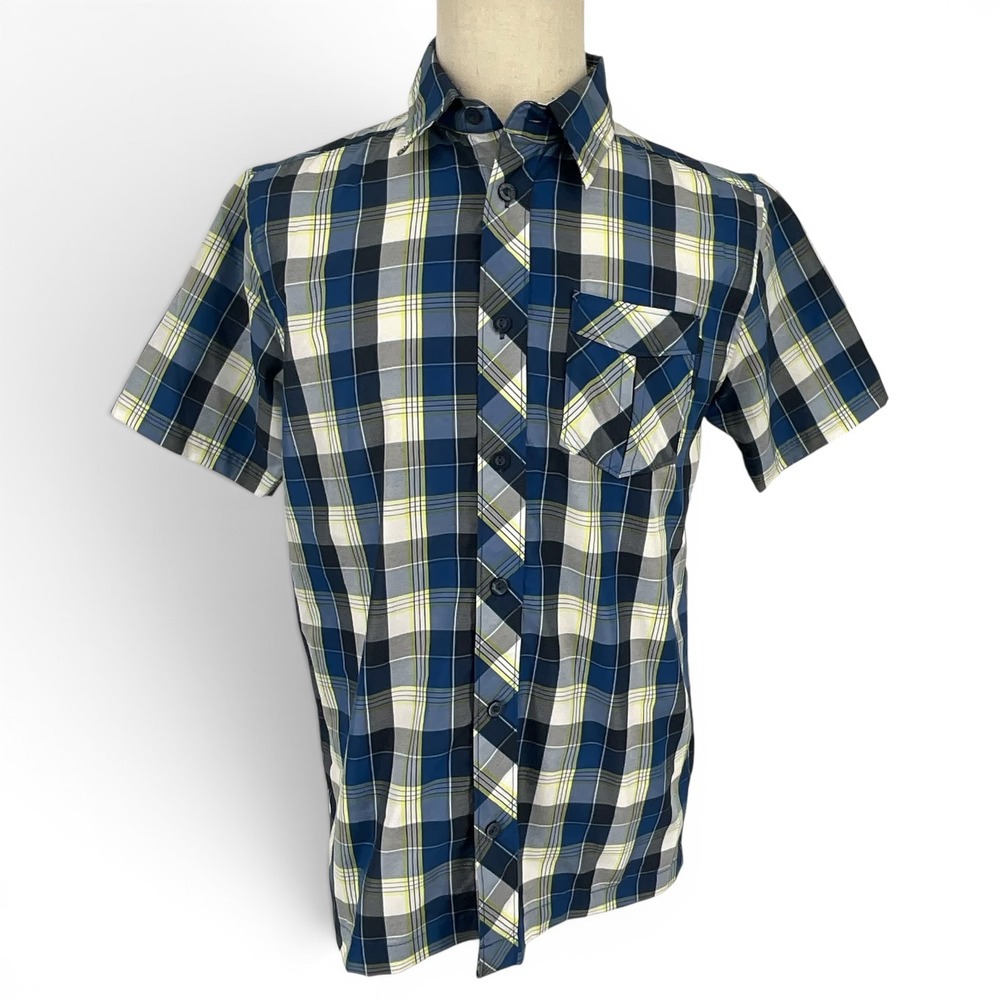 McKINLEY Mens Blue Plaid Short Sleeve Dry-Plus Hiking Button Up Shirt Size S - Picture 2 of 10